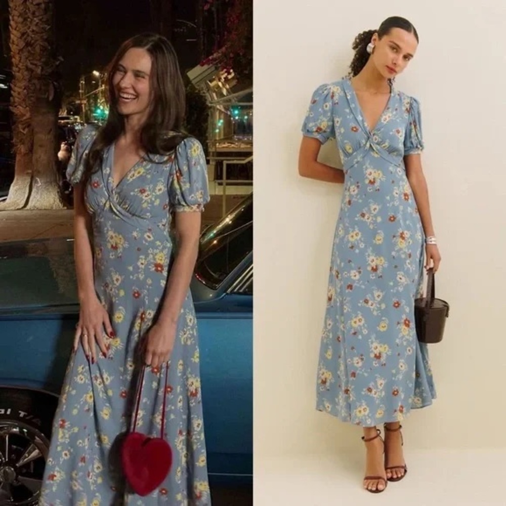 Reformation Blue Floral Midi Dress